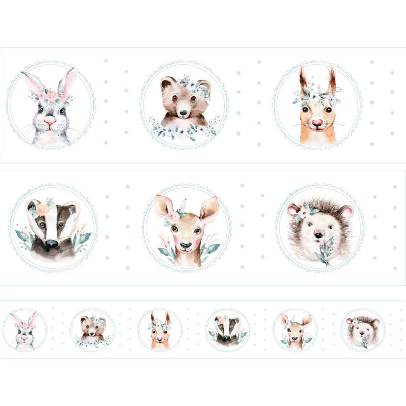 "Watercolor forrest animals" prémium bordűr | 5 méter x 14 cm