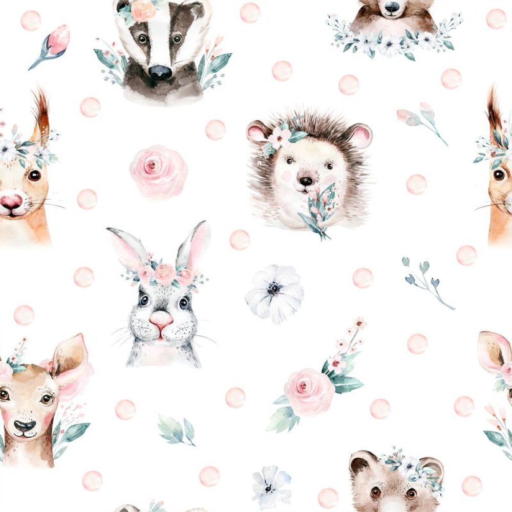 "Watercolor forrest animals" gyerek tapéta, erdő állatai
