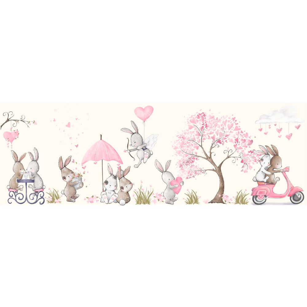 "Bunny Love" szerelmes nyuszik tapétaposzter 3 m x 1 m