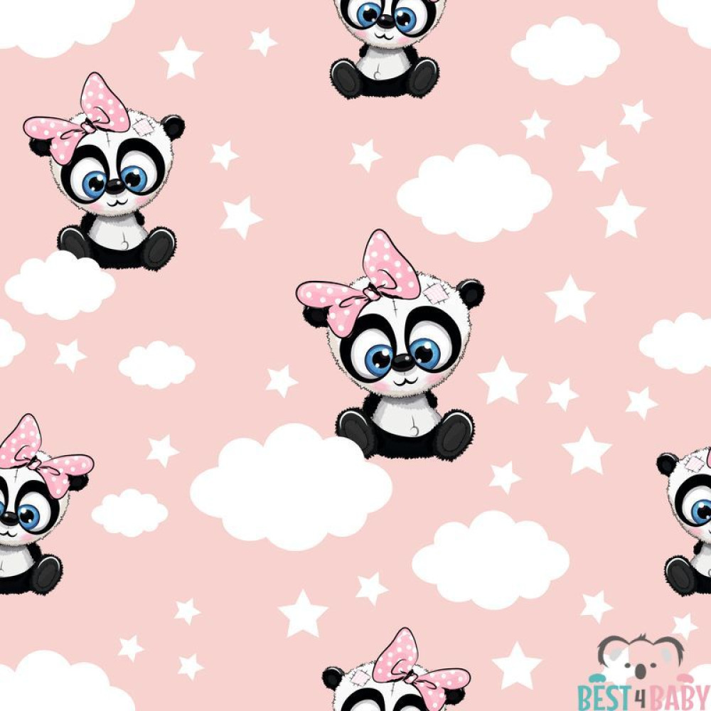 Pandamacis gyerektapéta, rózsaszín
