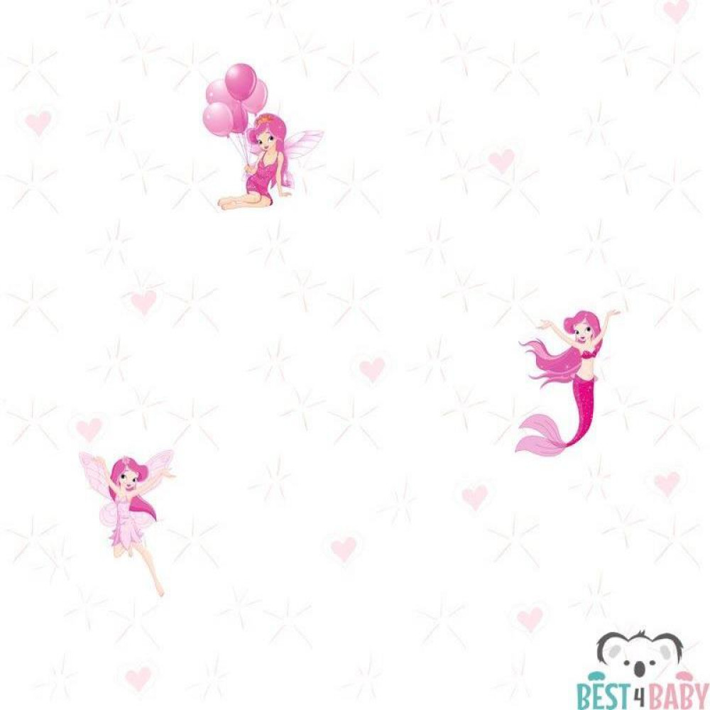 Pink tündérek lány tapéta, fehér