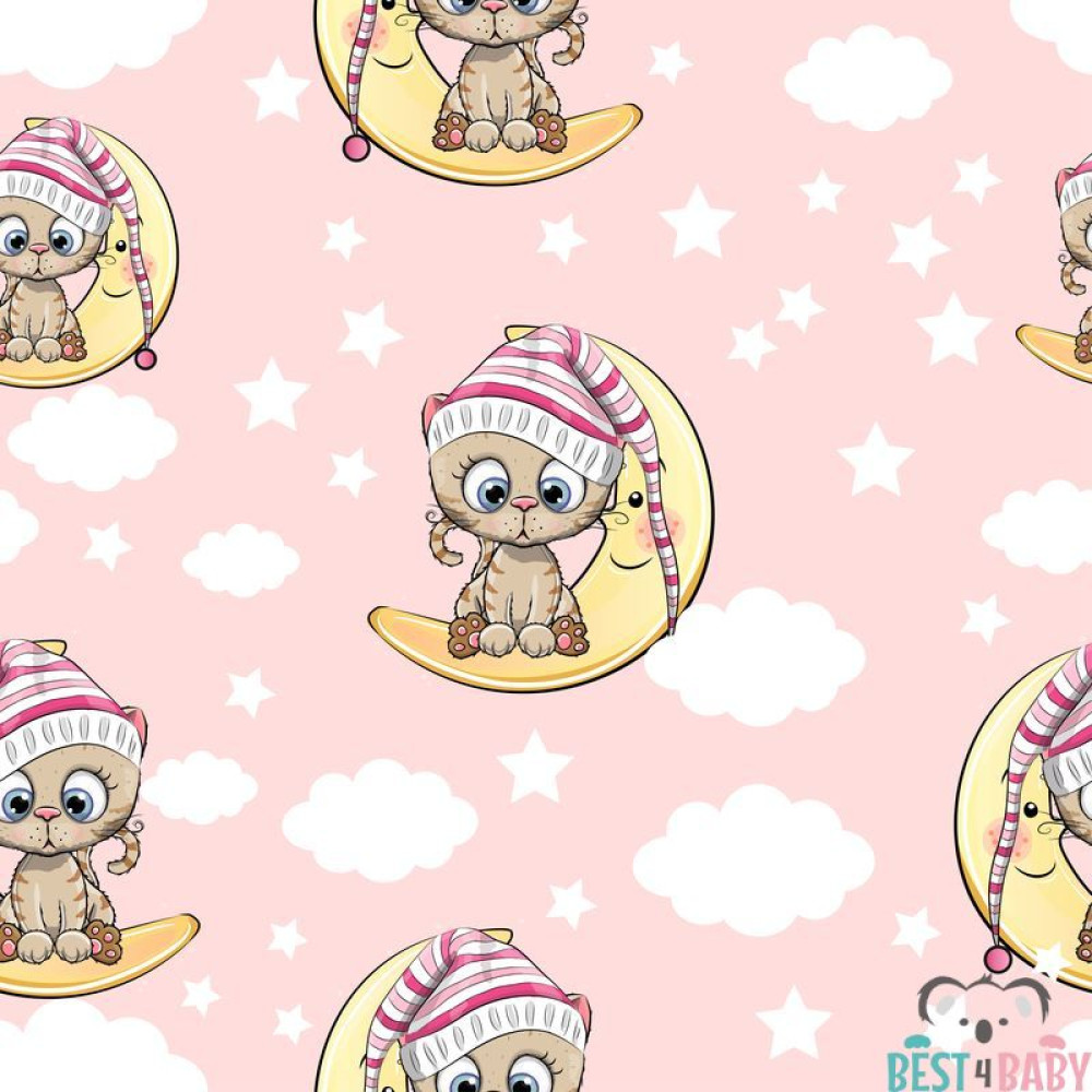 Cica hálósapkában babaszoba tapéta