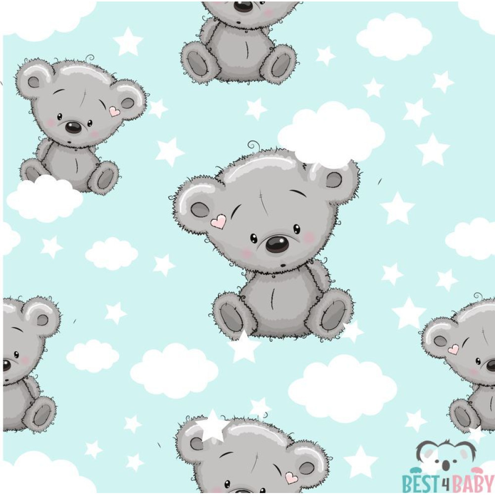 Koala felhős gyerektapéta, babakék