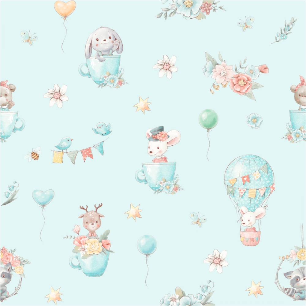 "Friends & Peace" gyerek tapéta, világoskék