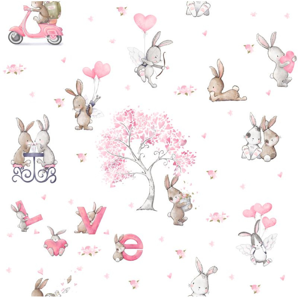 "Bunny Love" gyerek tapéta, szerelmes nyuszik