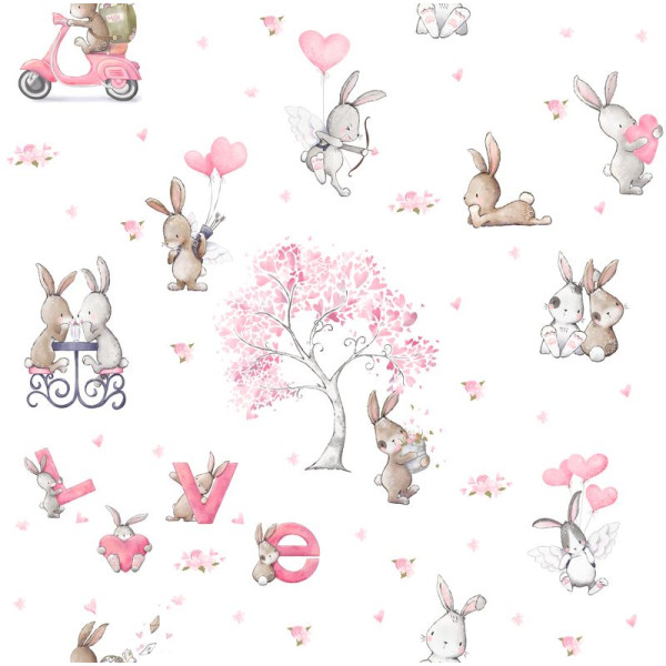 "Bunny Love" gyerek tapéta, szerelmes nyuszik