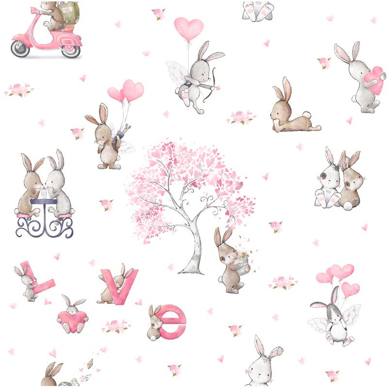 "Bunny Love" gyerek tapéta, szerelmes nyuszik
