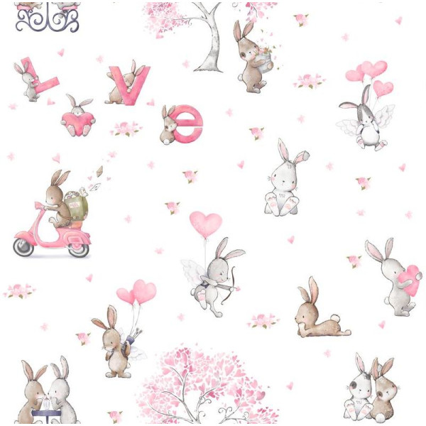 "Bunny Love" gyerek tapéta, szerelmes nyuszik