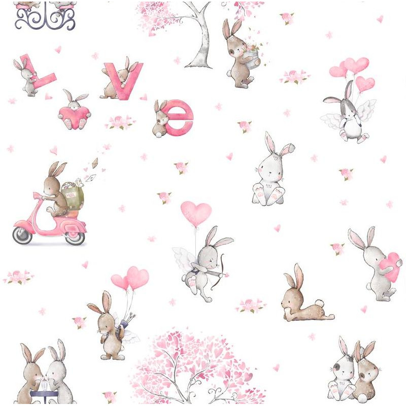 "Bunny Love" gyerek tapéta, szerelmes nyuszik