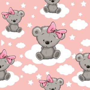 Koala felhős gyerektapéta, rózsaszín